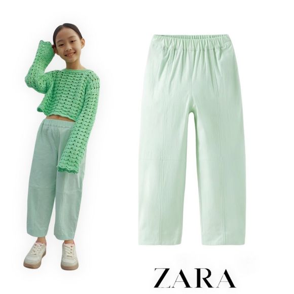 Zara Bottoms Zara Kids Mint Technical Pants With Topstitching